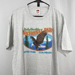 Vintage Rocky Mountain National Park T Shirt XL Gray Eagle Graphic 90s USA